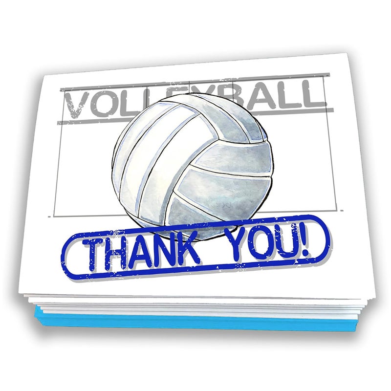 Play Strong Volleyball Thank You Note Cards 12-Pack (4.25"x5.5") Illustrated Sports Powercard Note Card Set 12-Pack Perfect for Volleyball Players, Coaches, Fans and Fanatics - They'll Love 'Em! - Image 1